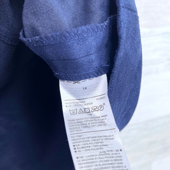 Old Navy Faux Suede Snap Button Front Skirt Blue High Waist A Line Womens 14 - Picture 5 of 5